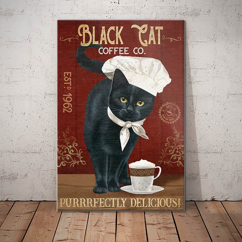 Black Cat Canvas Print Wall Art bacl Cat Canvas Print Wall Art