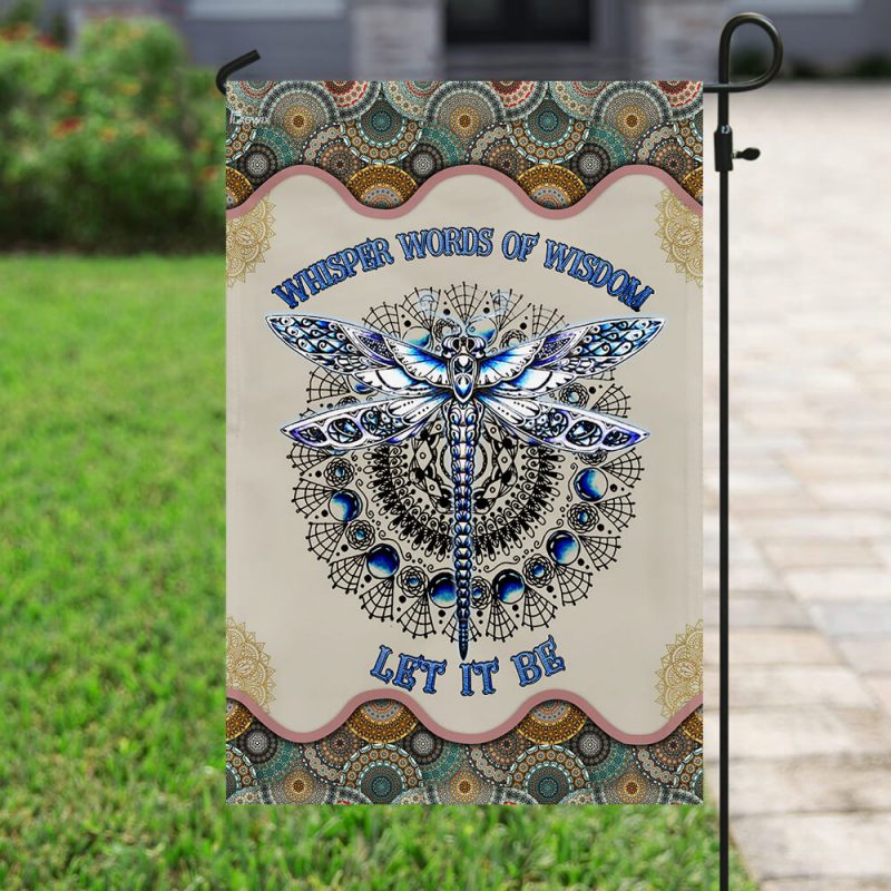 Whisper Words Of Wisdom Let It Be – Dragonfly Vintage Mandala Flag