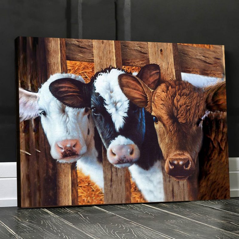 Eviralstore - Dairy Cattle Cow canvas wall art - Cute Cows Poster ...