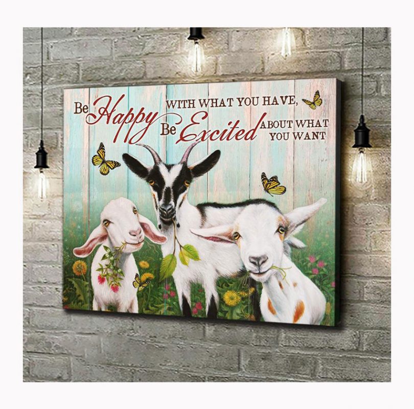 Canvas Wall Art Wall Decor GoatPrint Canvas Be happy with what you