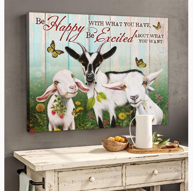 Canvas Wall Art Wall Decor GoatPrint Canvas Be happy with what you