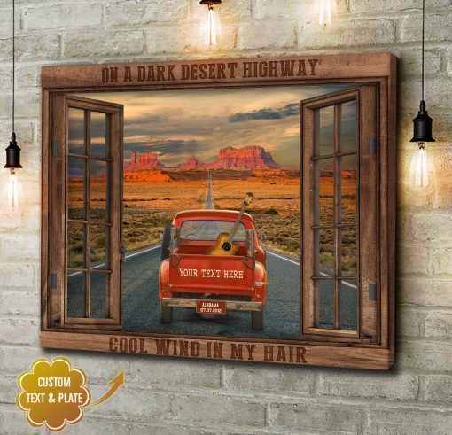Personalized Gifts Customize Names Text On A Dark Desert Highway Pickup Truck Wall Art Decor