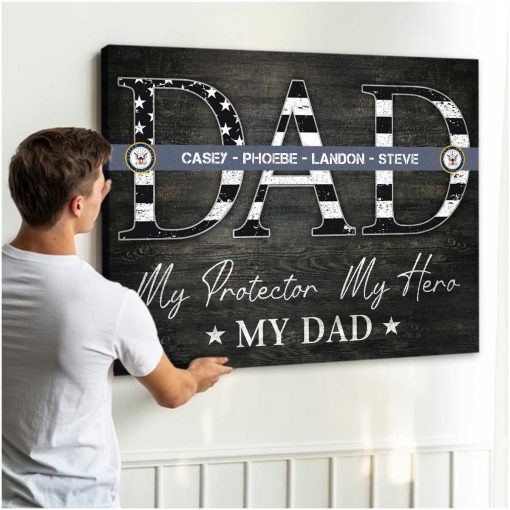 Military Patriotic Dad Gift Navy Dad Gift Personalized Navy Grey Line