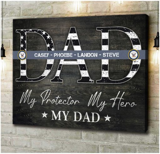 Military Patriotic Dad Gift Navy Dad Gift Personalized Navy Grey Line